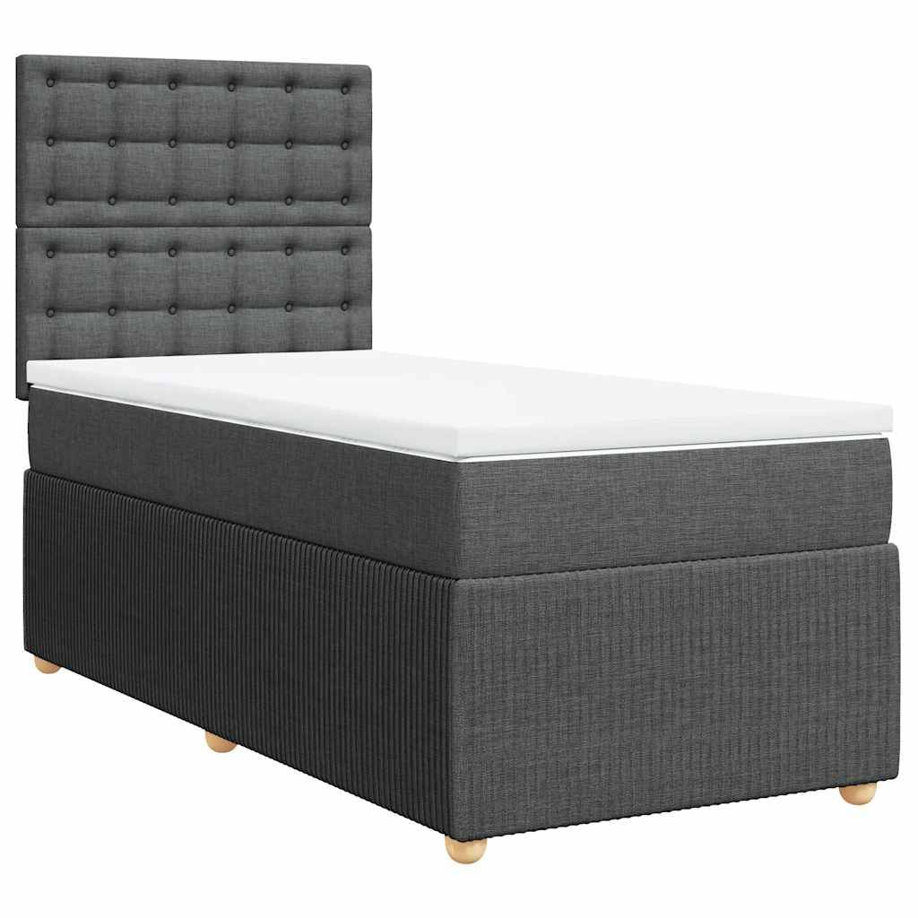 vidaXL Boxspringbett mit Matratze Dunkelgrau 80x200 cm Stoff