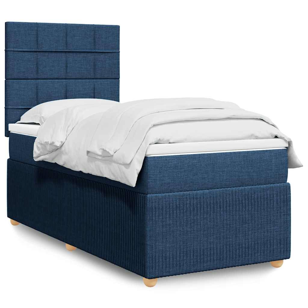 vidaXL Boxspringbett mit Matratze Blau 80x200 cm Stoff