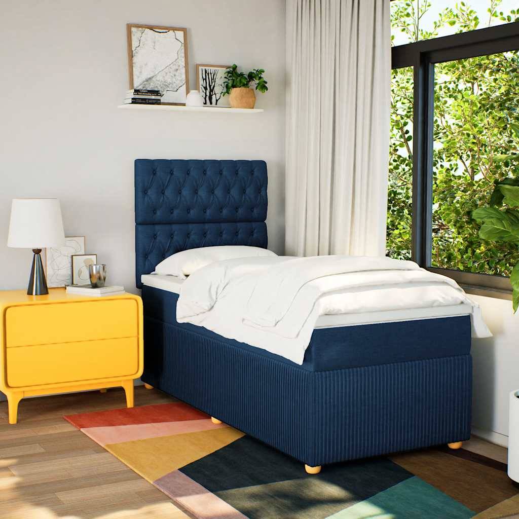 vidaXL Boxspringbett mit Matratze Blau 80x200 cm Stoff