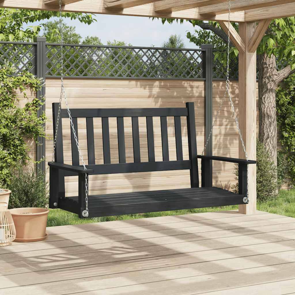 vidaXL Hollywoodschaukel mit Metallketten Schwarz Massivholz Tanne