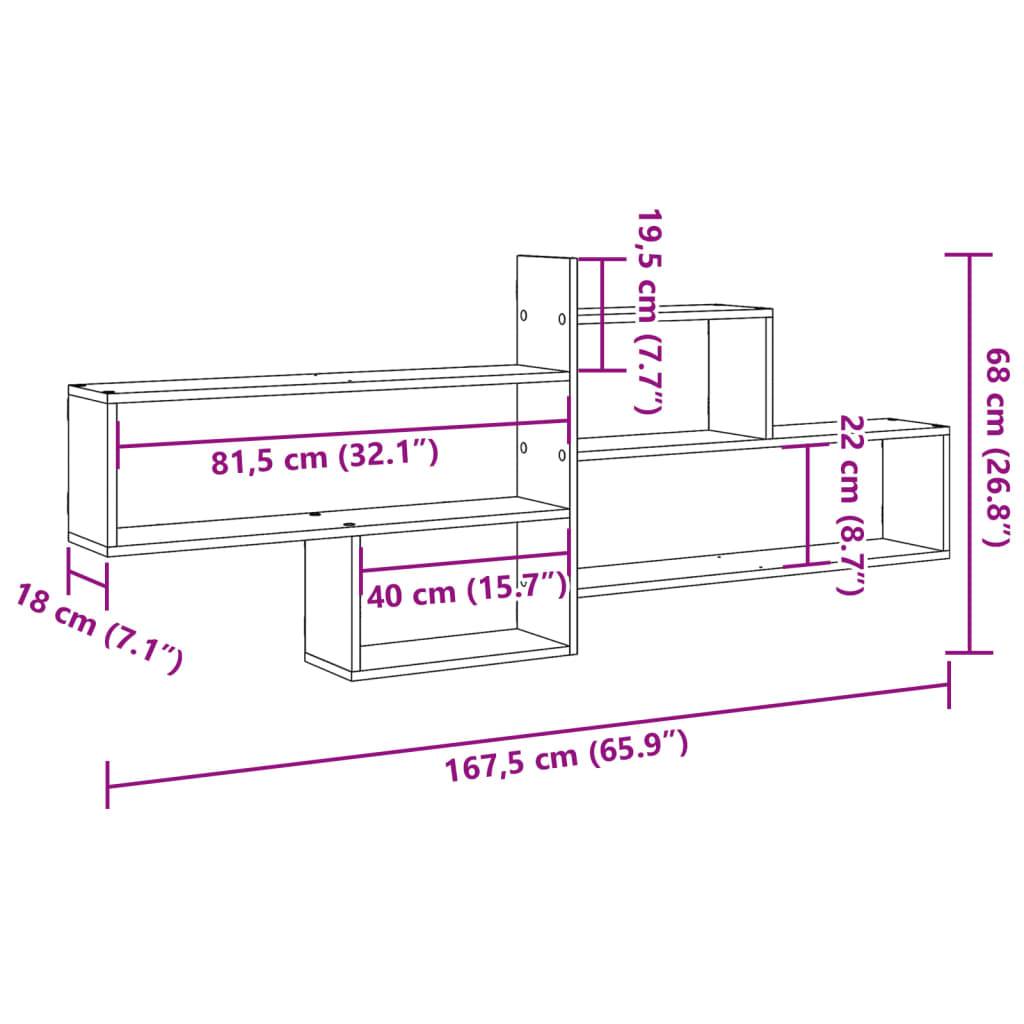 vidaXL Wandregal Altholz-Optik 167,5x18x68 cm Holzwerkstoff