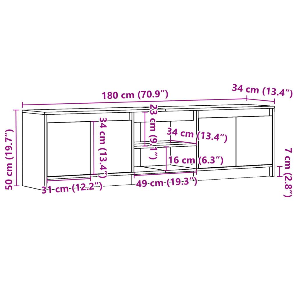 vidaXL TV-Schrank mit LED-Beleuchtung Betongrau 180x34x50 cm