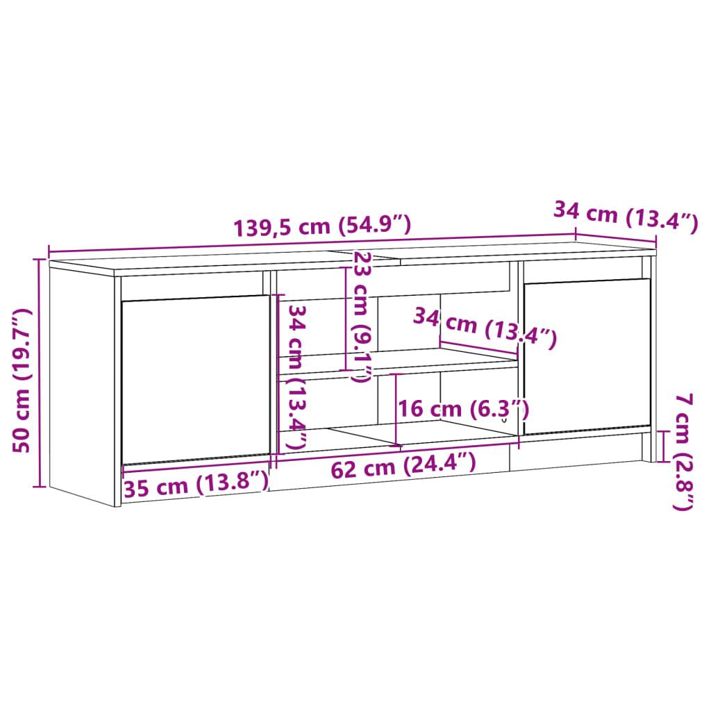 vidaXL TV-Schrank mit LED-Beleuchtung Schwarz 139,5x34x50 cm