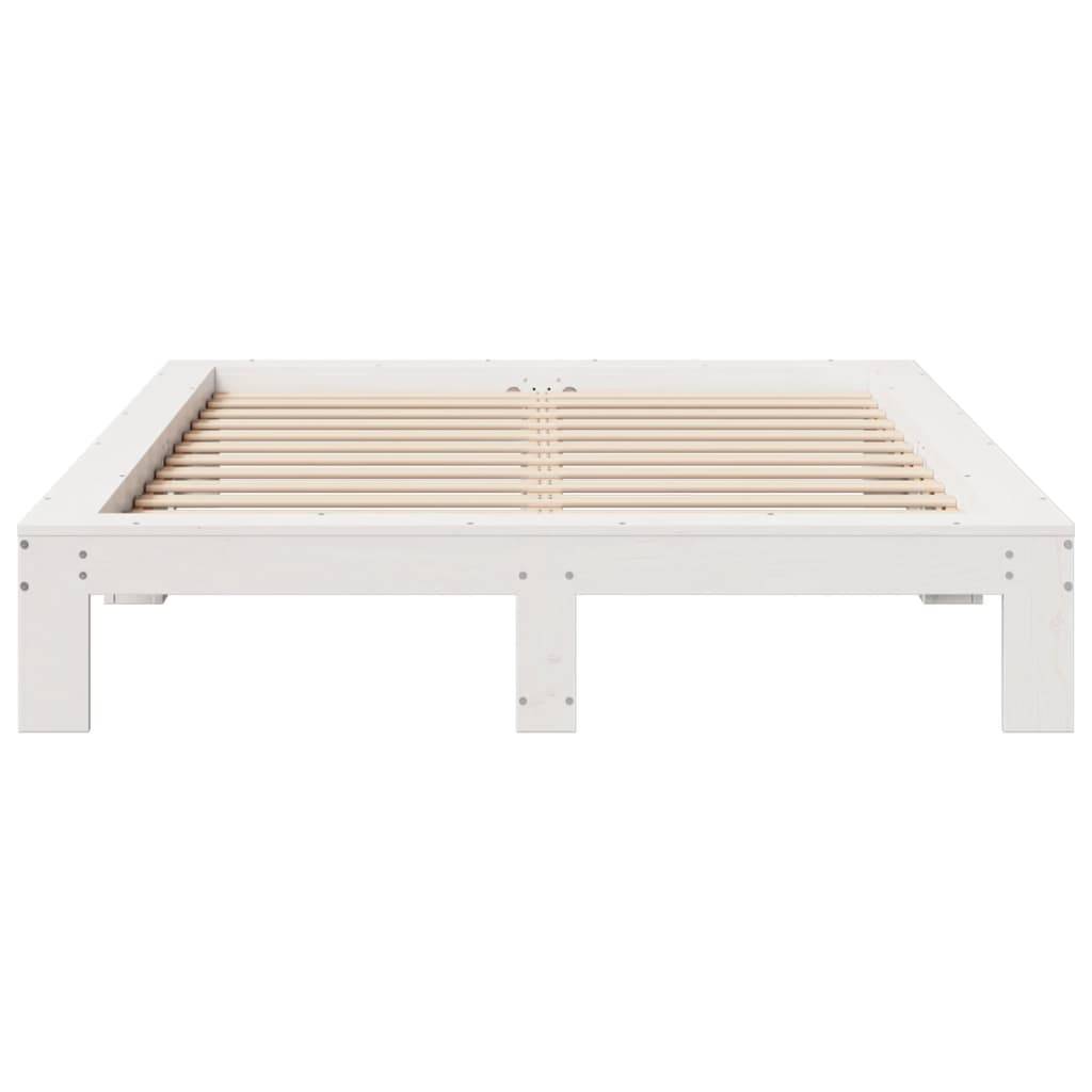 vidaXL Massivholzbett ohne Matratze Weiß 150x200 cm Kiefernholz