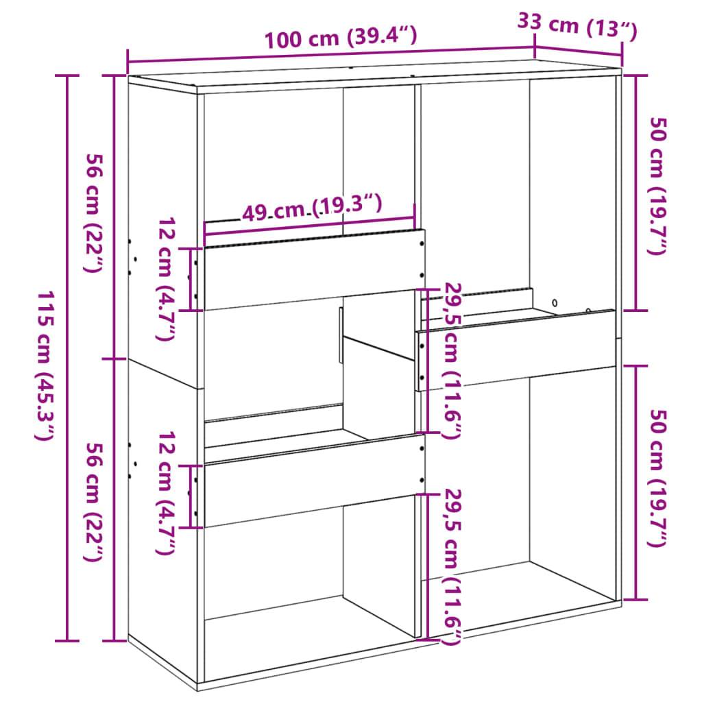 vidaXL Bücherregal/Raumteiler Betongrau 100x33x115 cm