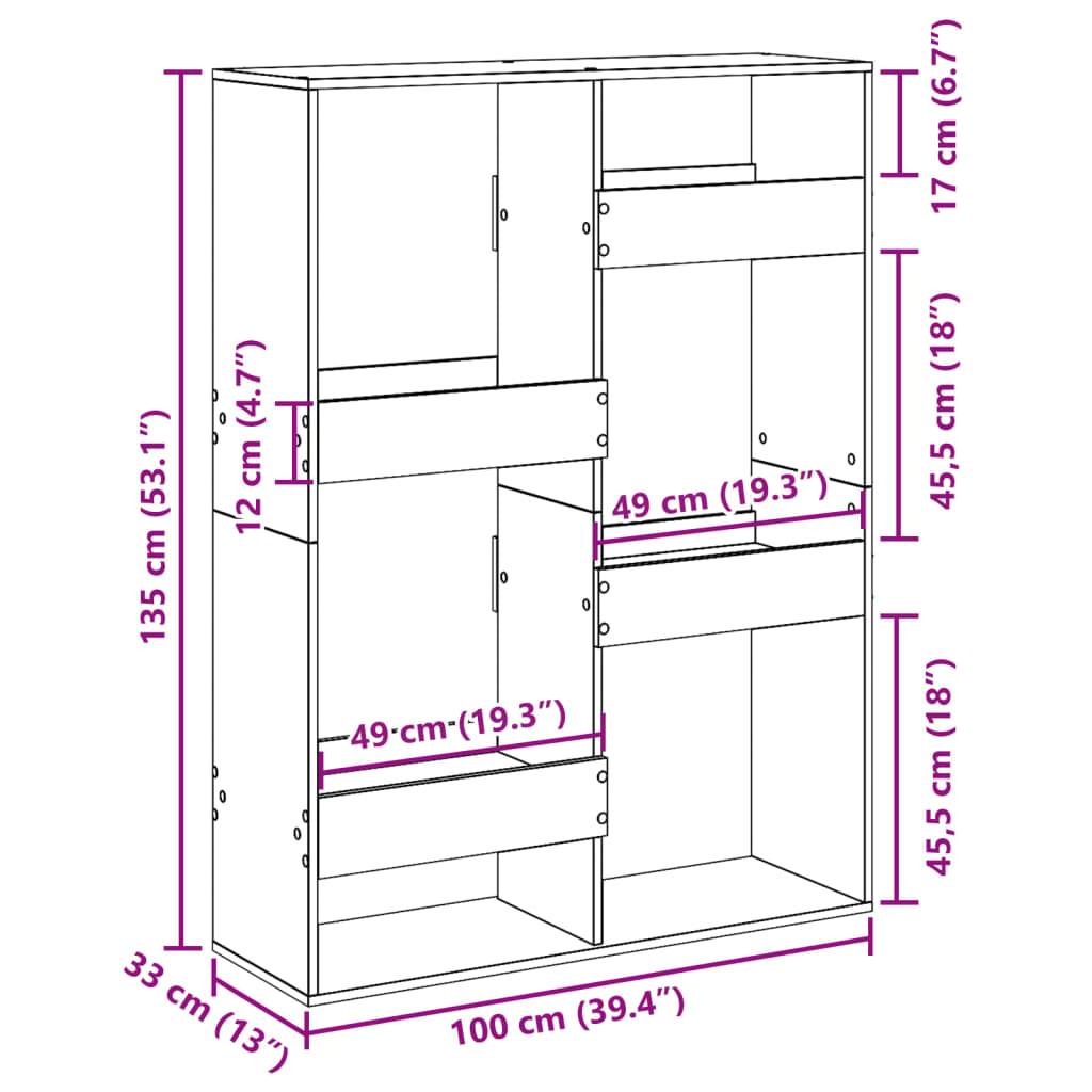 vidaXL Raumteiler Betongrau 100x33x135 cm Holzwerkstoff