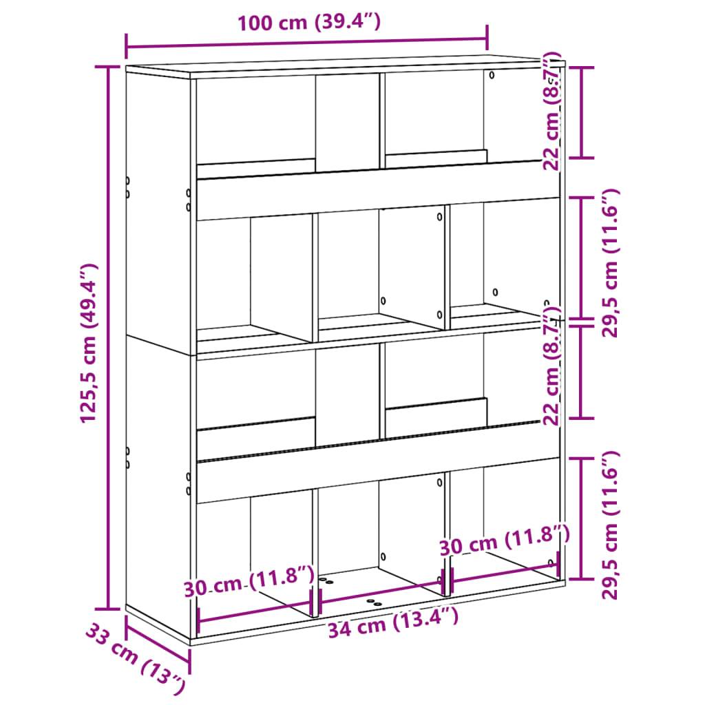 vidaXL Bücherregal Grau Sonoma 100x33x125,5 cm Holzwerkstoff