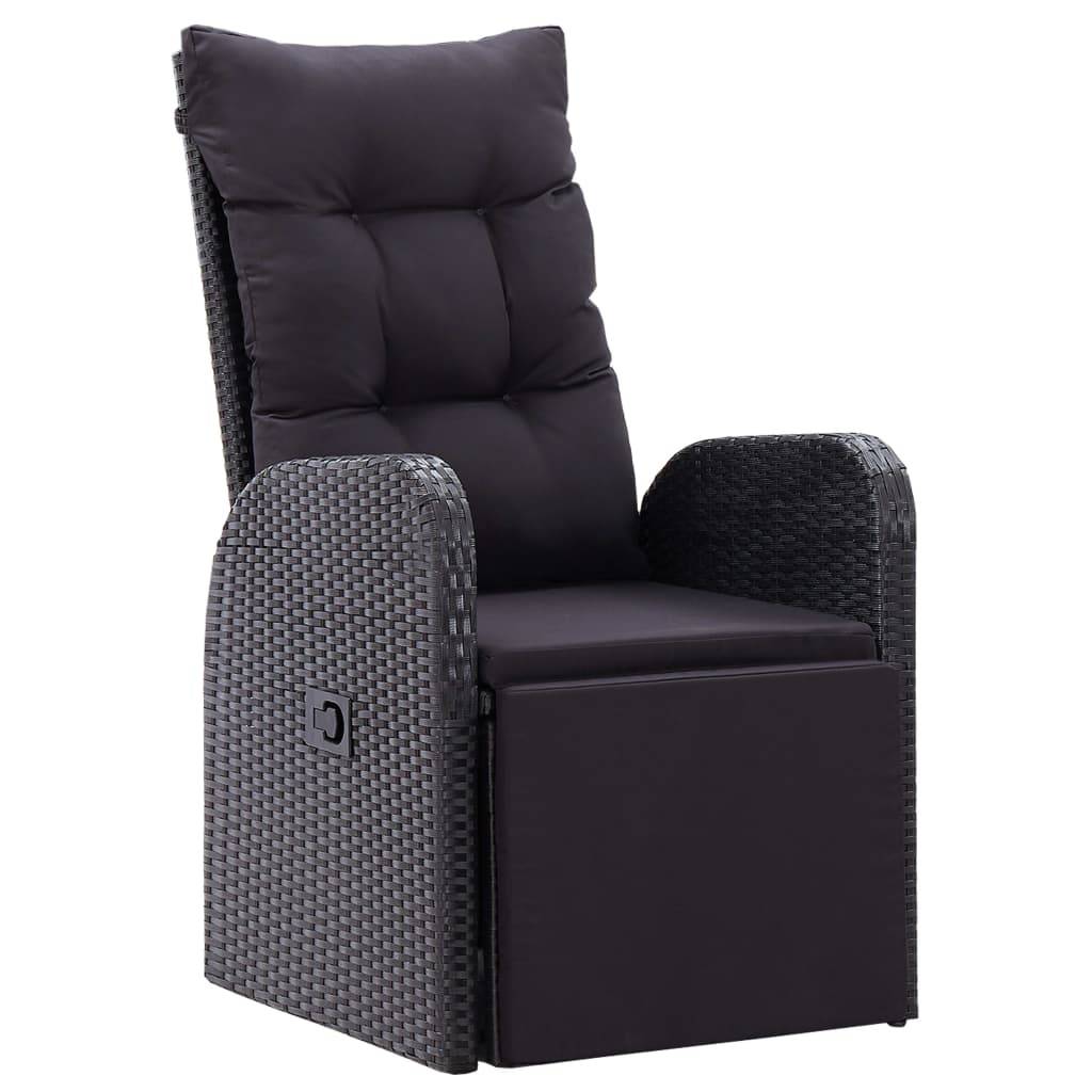 vidaXL 11-tlg. Garten-Essgruppe mit Kissen Schwarz Poly Rattan