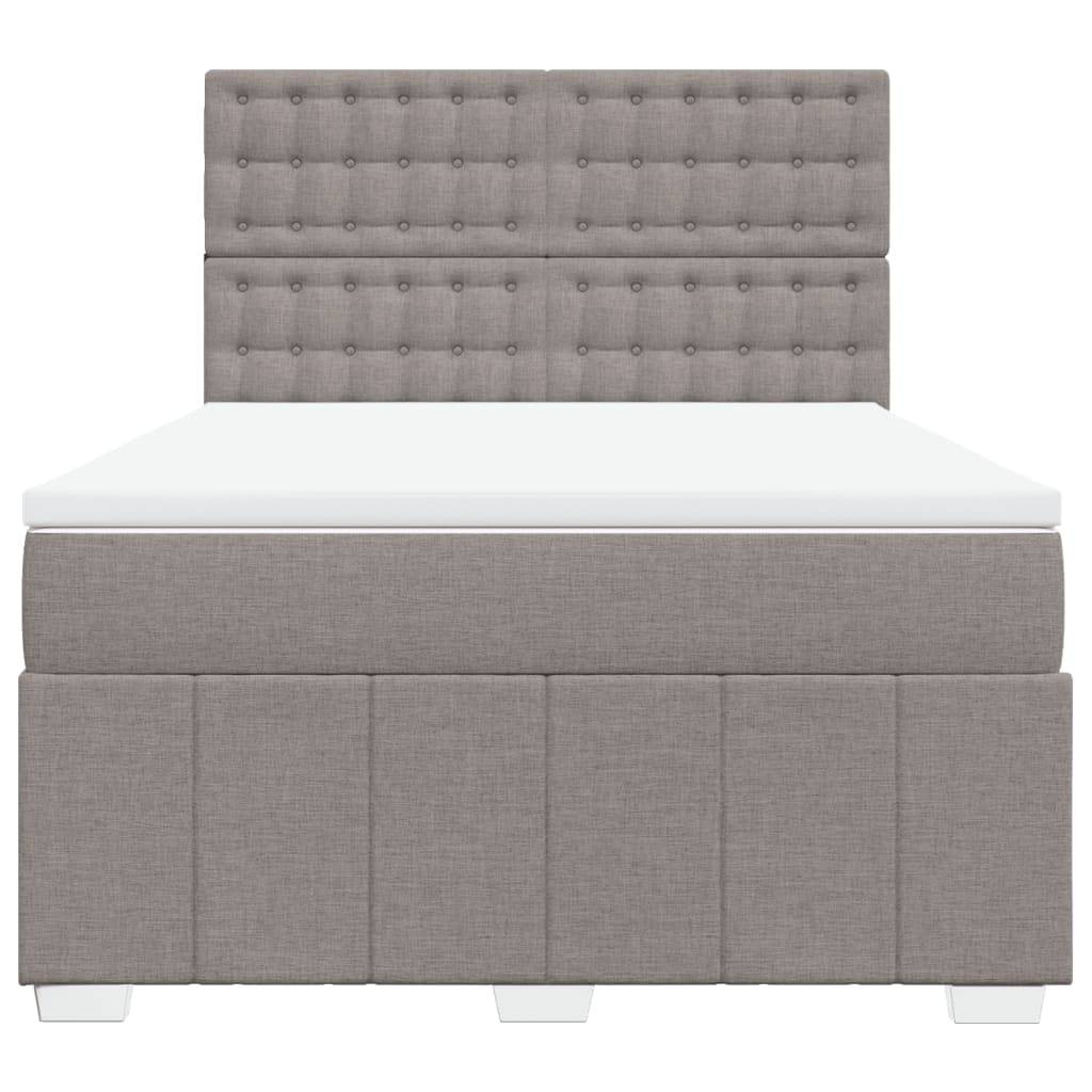 vidaXL Boxspringbett mit Matratze Taupe 160x200 cm Stoff