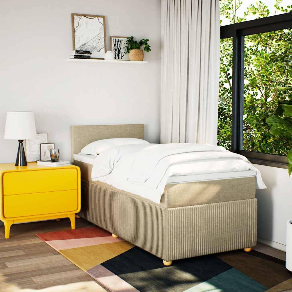 vidaXL Boxspringbett mit Matratze Creme 90x190 cm Stoff