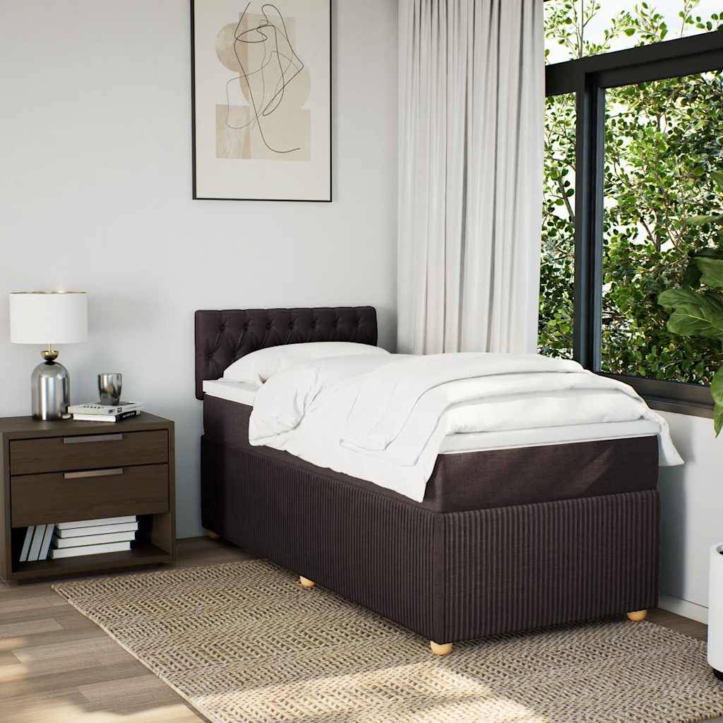 vidaXL Boxspringbett mit Matratze Dunkelbraun 90x200 cm Stoff