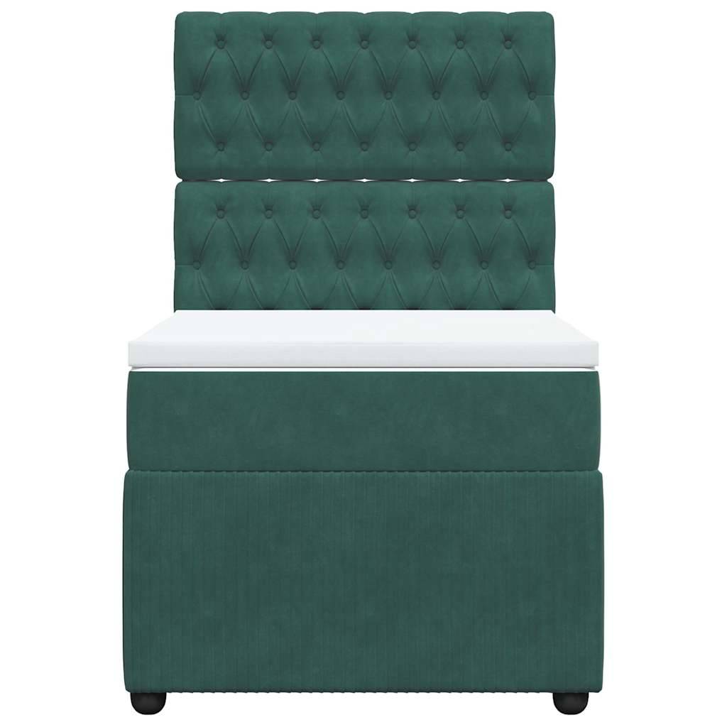vidaXL Boxspringbett mit Matratze Dunkelgrün 100x200 cm Samt