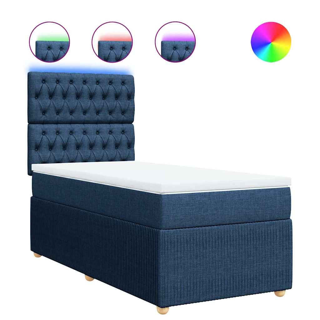 vidaXL Boxspringbett mit Matratze Blau 80x200 cm Stoff