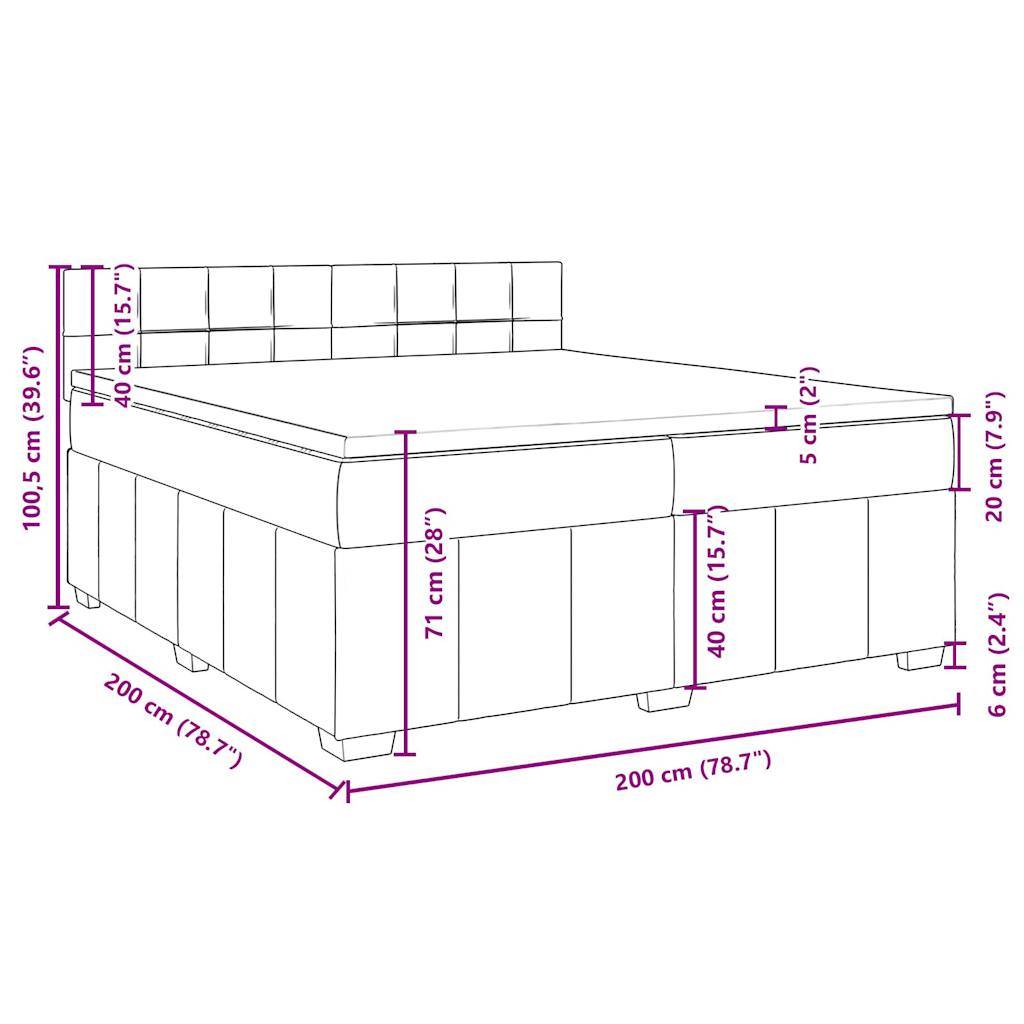 vidaXL Boxspringbett mit Matratze Dunkelgrau 200x200 cm Stoff