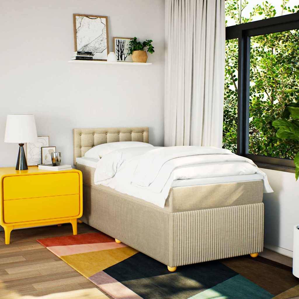vidaXL Boxspringbett mit Matratze Creme 80x200 cm Stoff