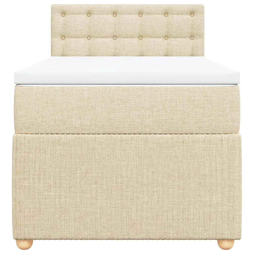 vidaXL Boxspringbett mit Matratze Creme 80x200 cm Stoff