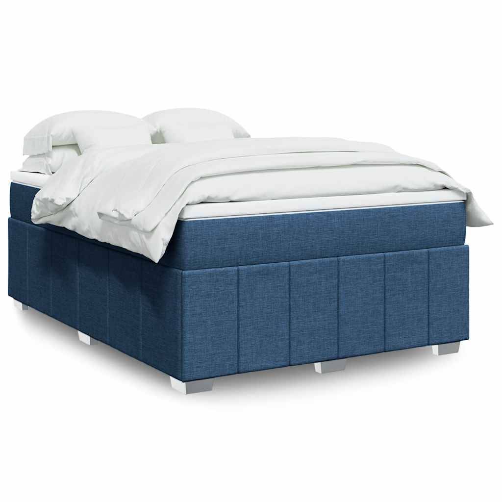 vidaXL Boxspringbett mit Matratze Blau 140x190 cm Stoff