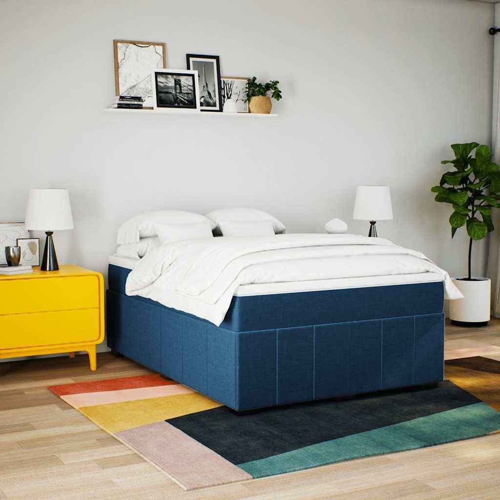 vidaXL Boxspringbett mit Matratze Blau 140x190 cm Stoff