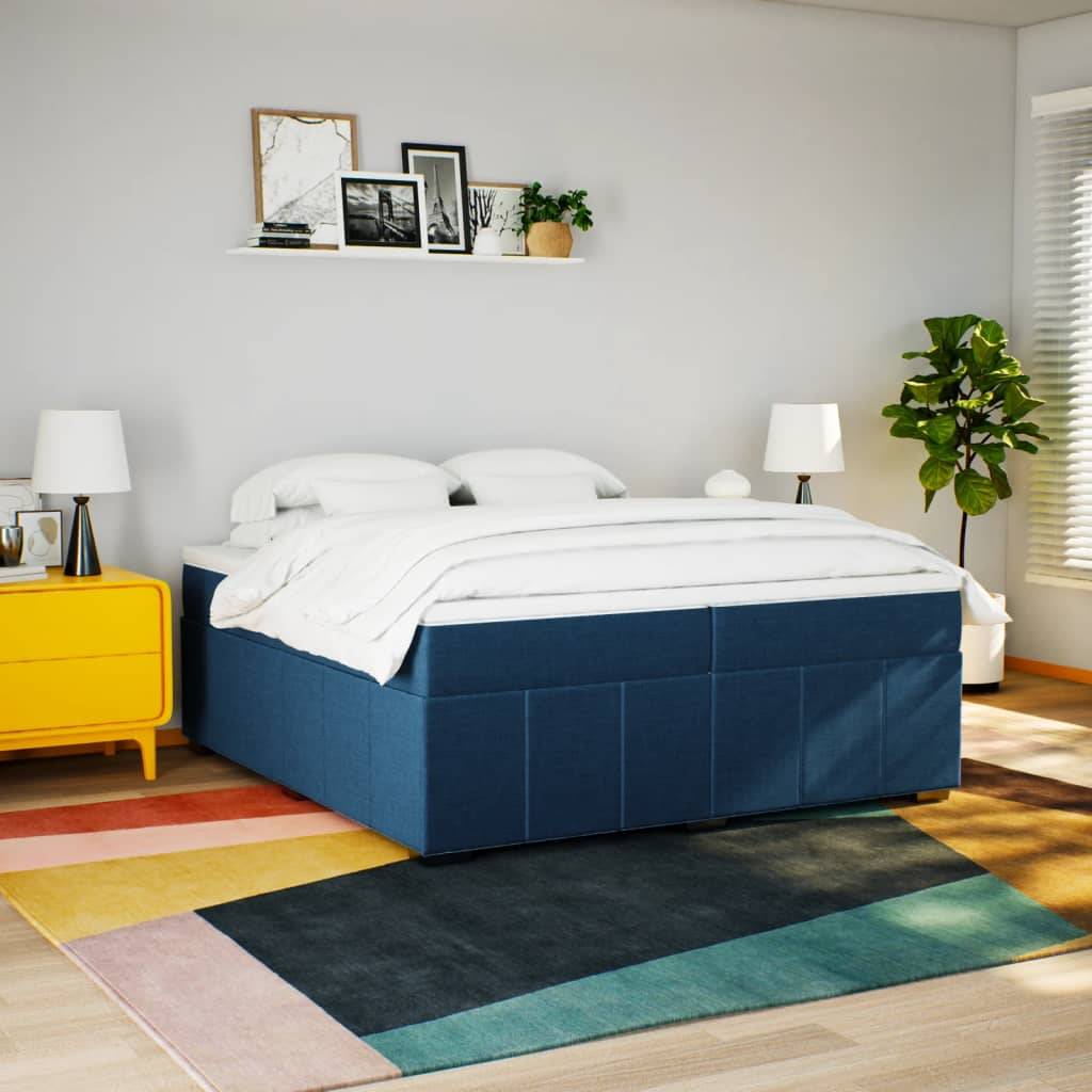 vidaXL Boxspringbett mit Matratze Blau 200x200 cm Stoff