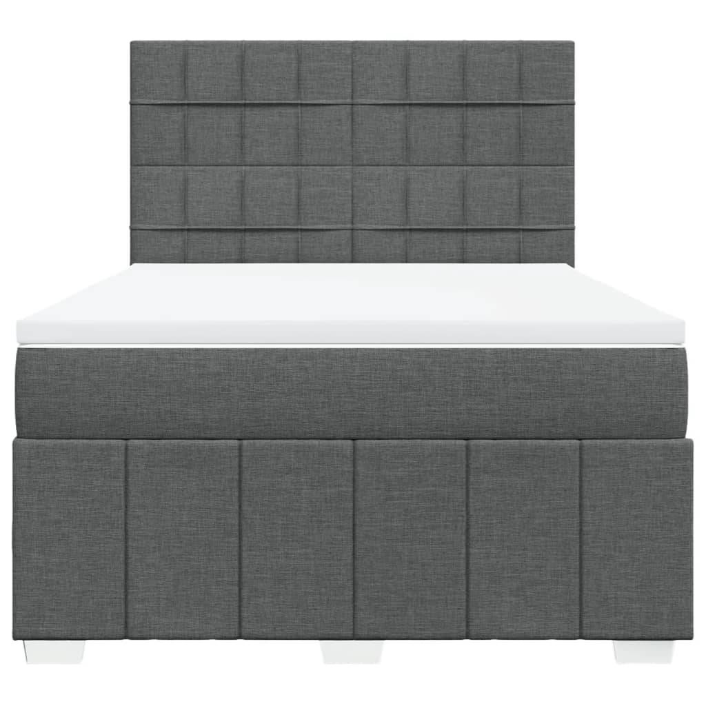 vidaXL Boxspringbett mit Matratze Dunkelgrau 140x190 cm Stoff