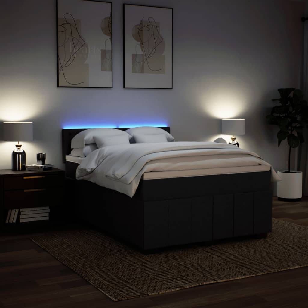 vidaXL Boxspringbett mit Matratze Schwarz 140x190 cm Stoff