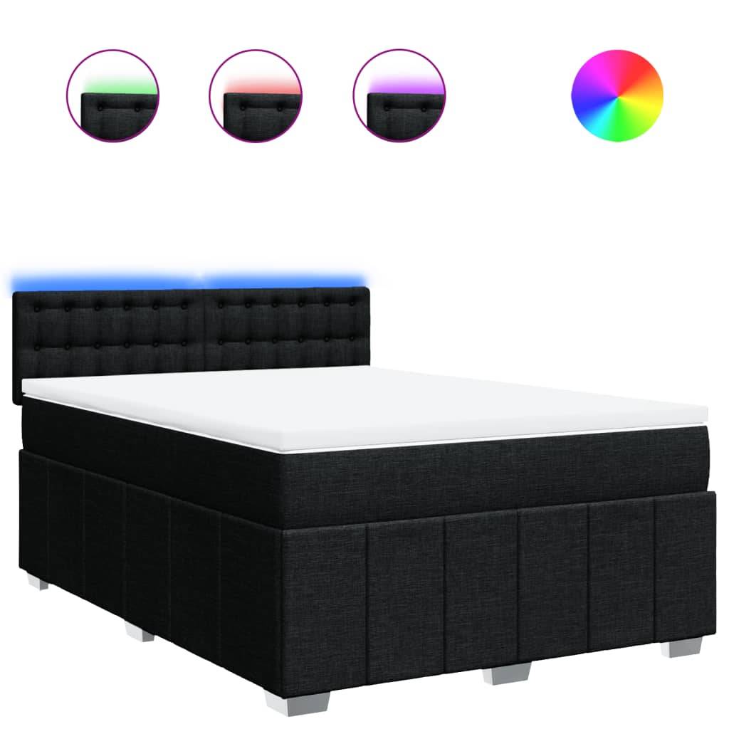 vidaXL Boxspringbett mit Matratze Schwarz 140x190 cm Stoff