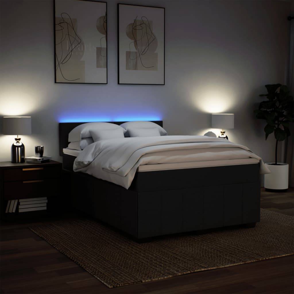 vidaXL Boxspringbett mit Matratze Schwarz 140x190 cm Stoff