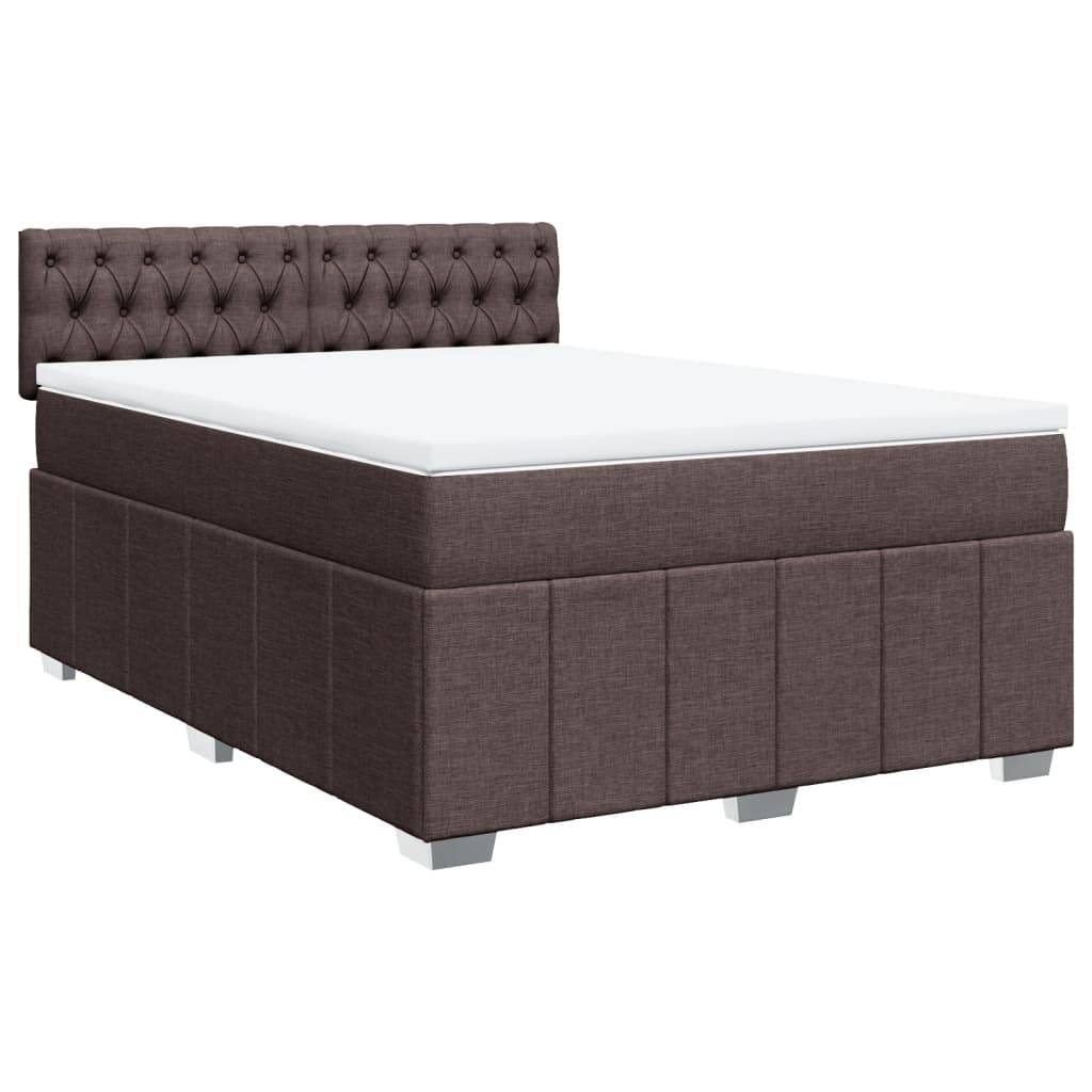 vidaXL Boxspringbett mit Matratze Dunkelbraun 160x200 cm Stoff