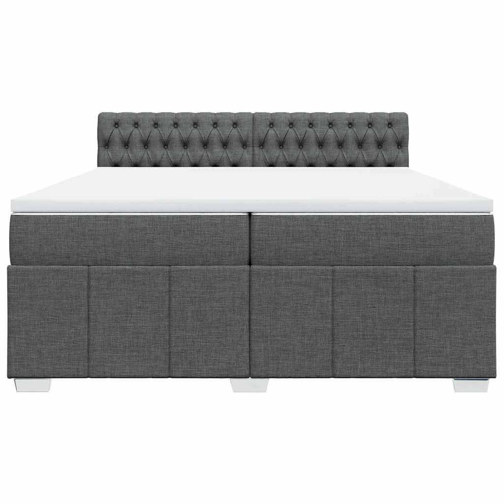 vidaXL Boxspringbett mit Matratze Dunkelgrau 200x200 cm Stoff