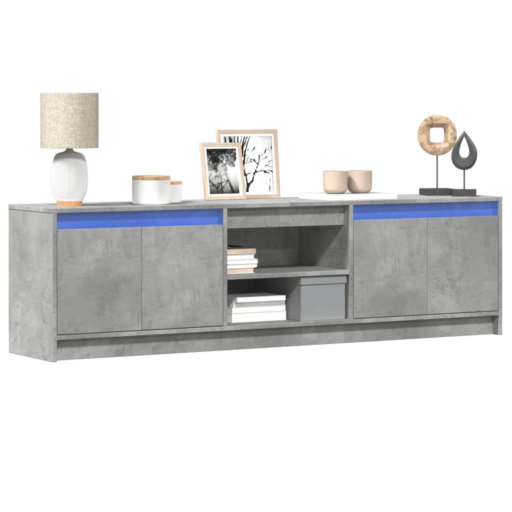 vidaXL TV-Schrank mit LED-Beleuchtung Betongrau 180x34x50 cm