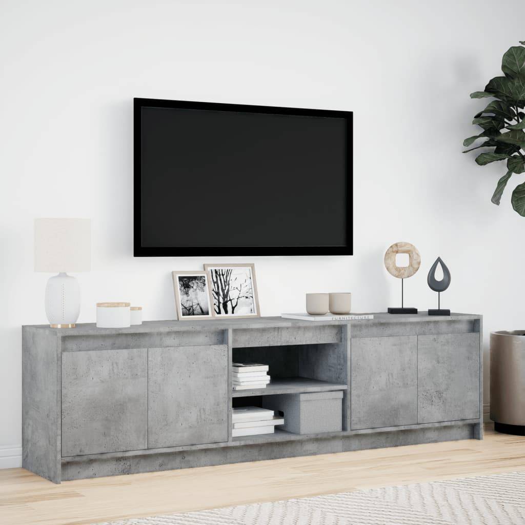 vidaXL TV-Schrank mit LED-Beleuchtung Betongrau 180x34x50 cm