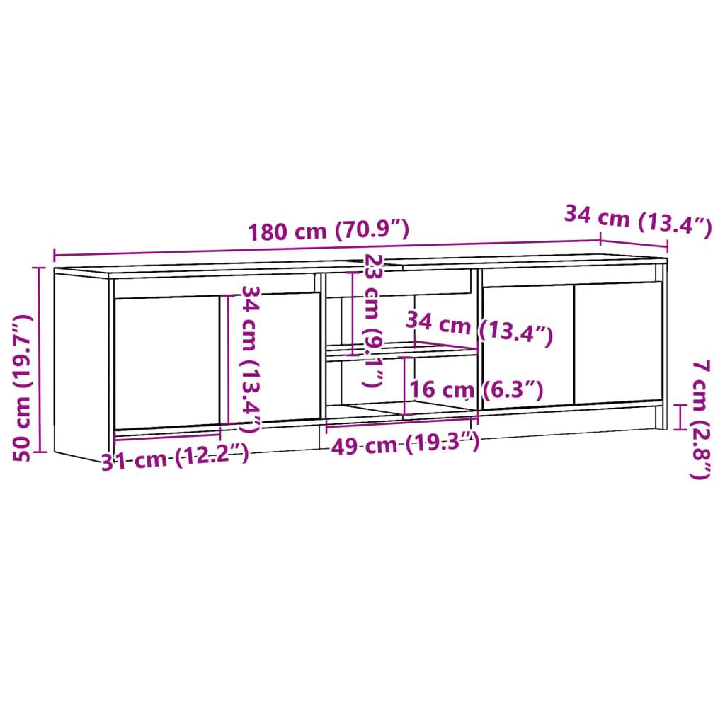 vidaXL TV-Schrank mit LED-Beleuchtung Räuchereiche 180x34x50 cm