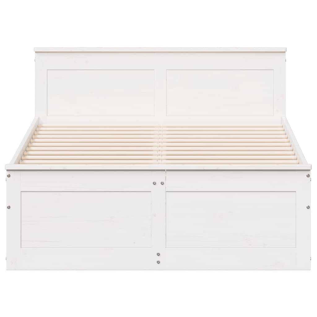 vidaXL Massivholzbett ohne Matratze mit Kopfteil Weiß 135x190cm Kiefer