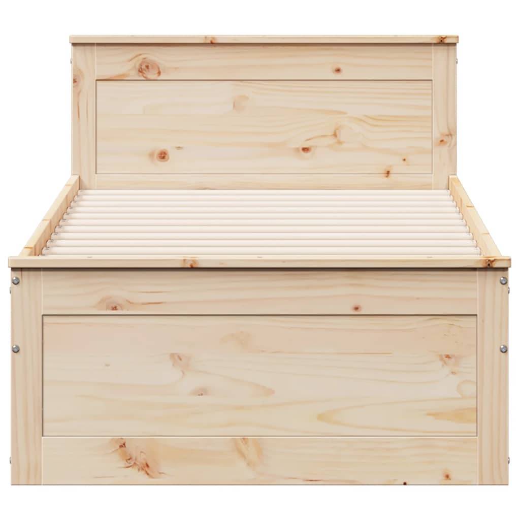 vidaXL Massivholzbett ohne Matratze mit Kopfteil 90x200 cm Kiefernholz