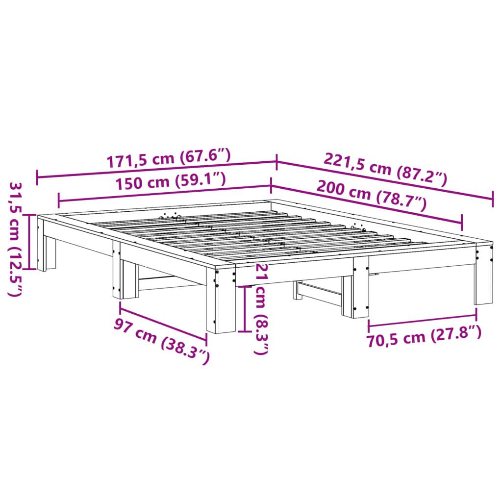 vidaXL Massivholzbett ohne Matratze Weiß 150x200 cm Kiefernholz