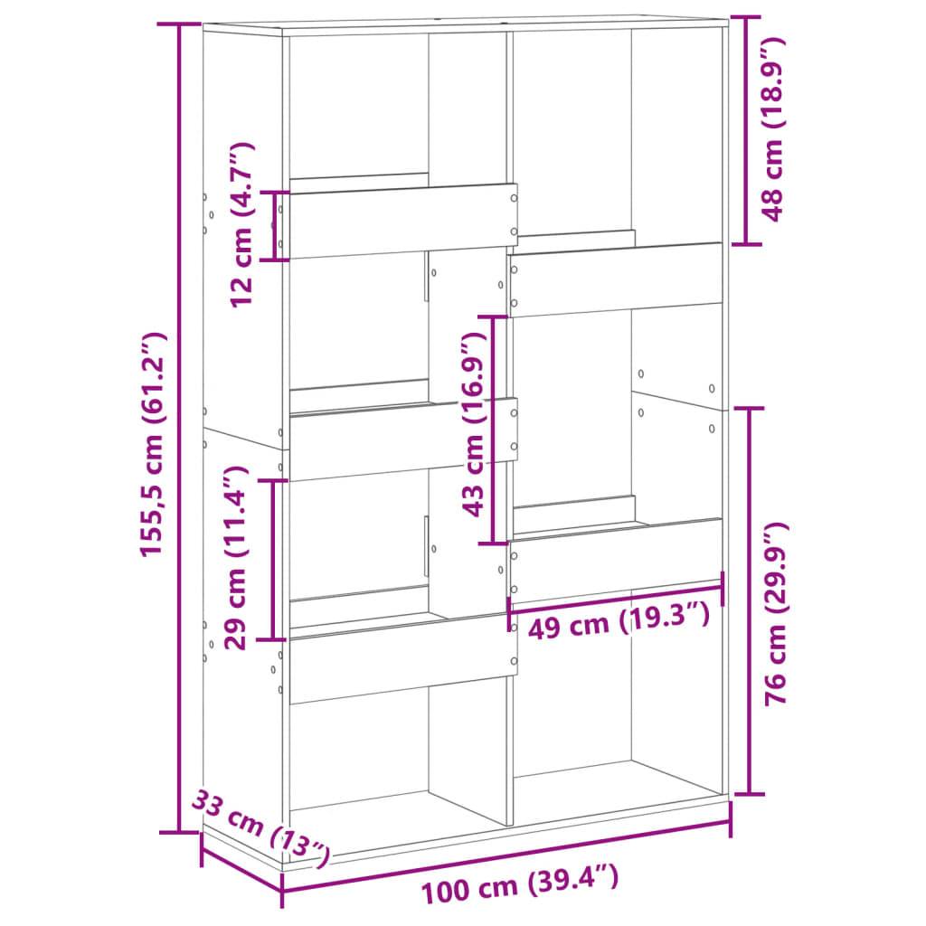 vidaXL Raumteiler Sonoma-Eiche 100x33x155,5 cm Holzwerkstoff