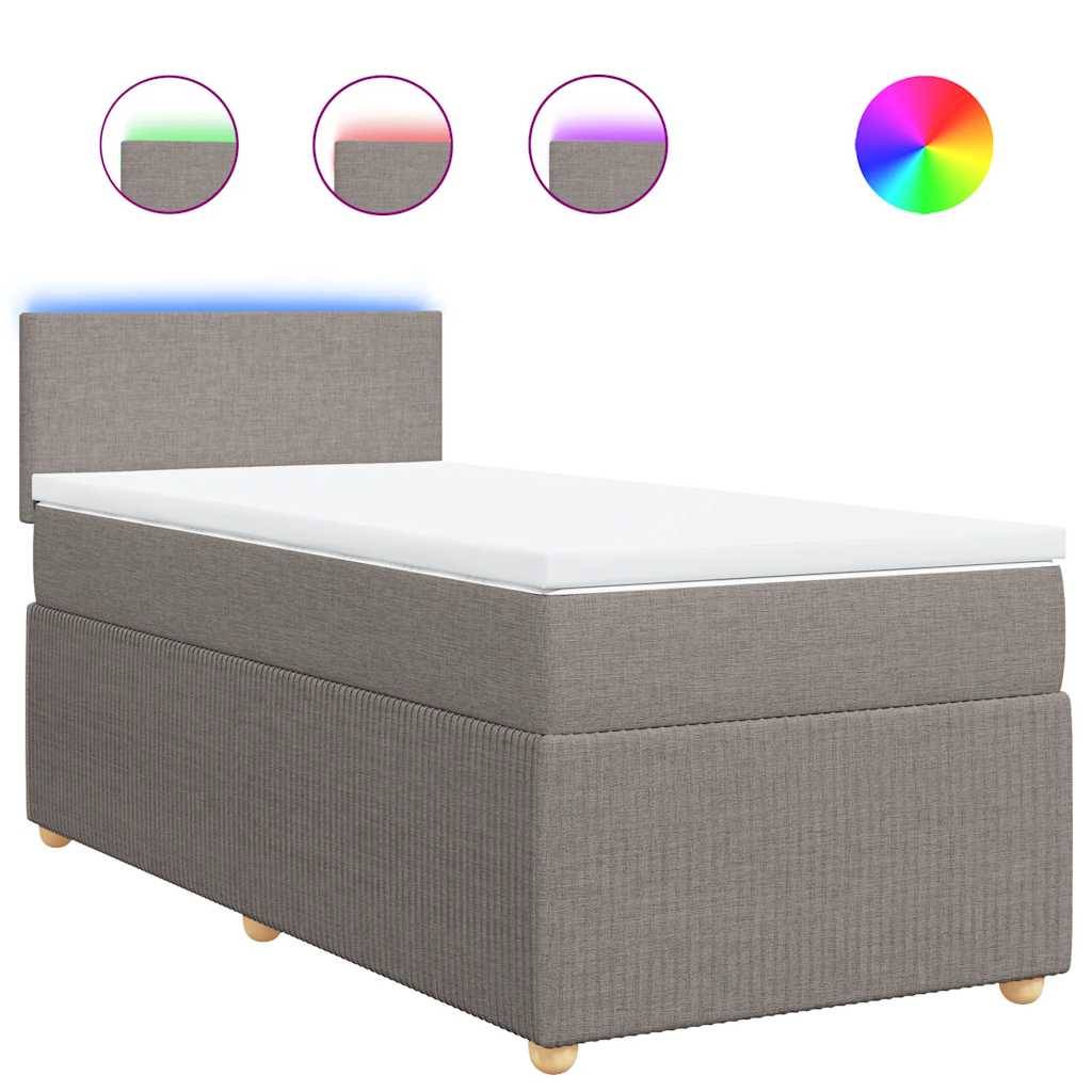 vidaXL Boxspringbett mit Matratze Taupe 90x190 cm Stoff