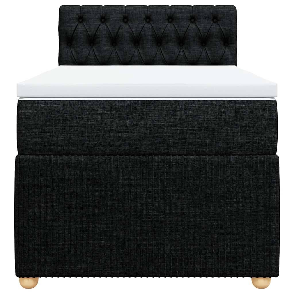 vidaXL Boxspringbett mit Matratze Schwarz 90x190 cm Stoff