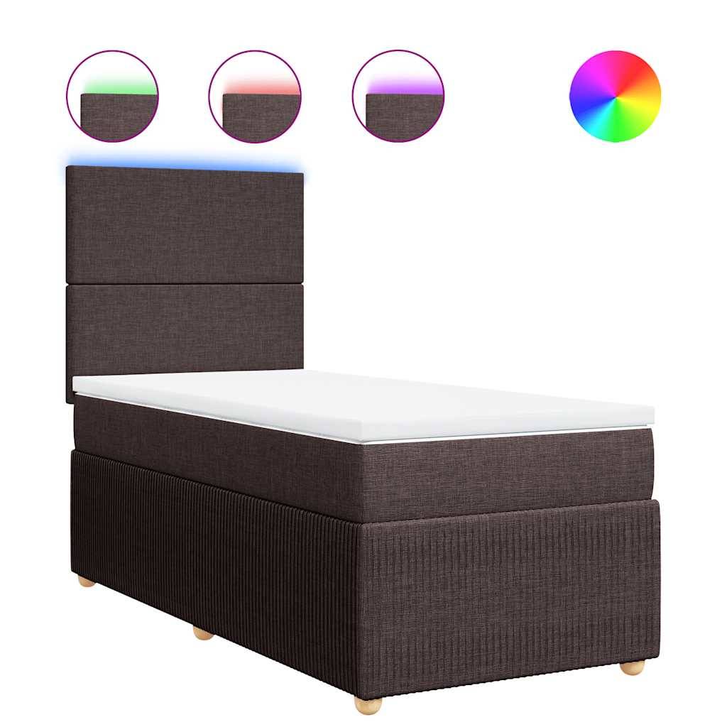 vidaXL Boxspringbett mit Matratze Dunkelbraun 90x190 cm Stoff