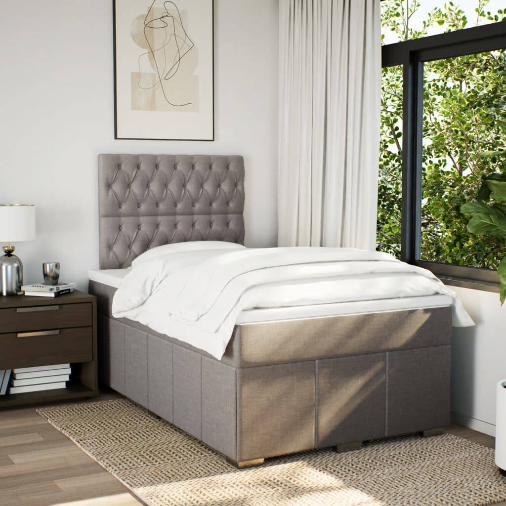 vidaXL Boxspringbett mit Matratze Taupe 120x200 cm Stoff