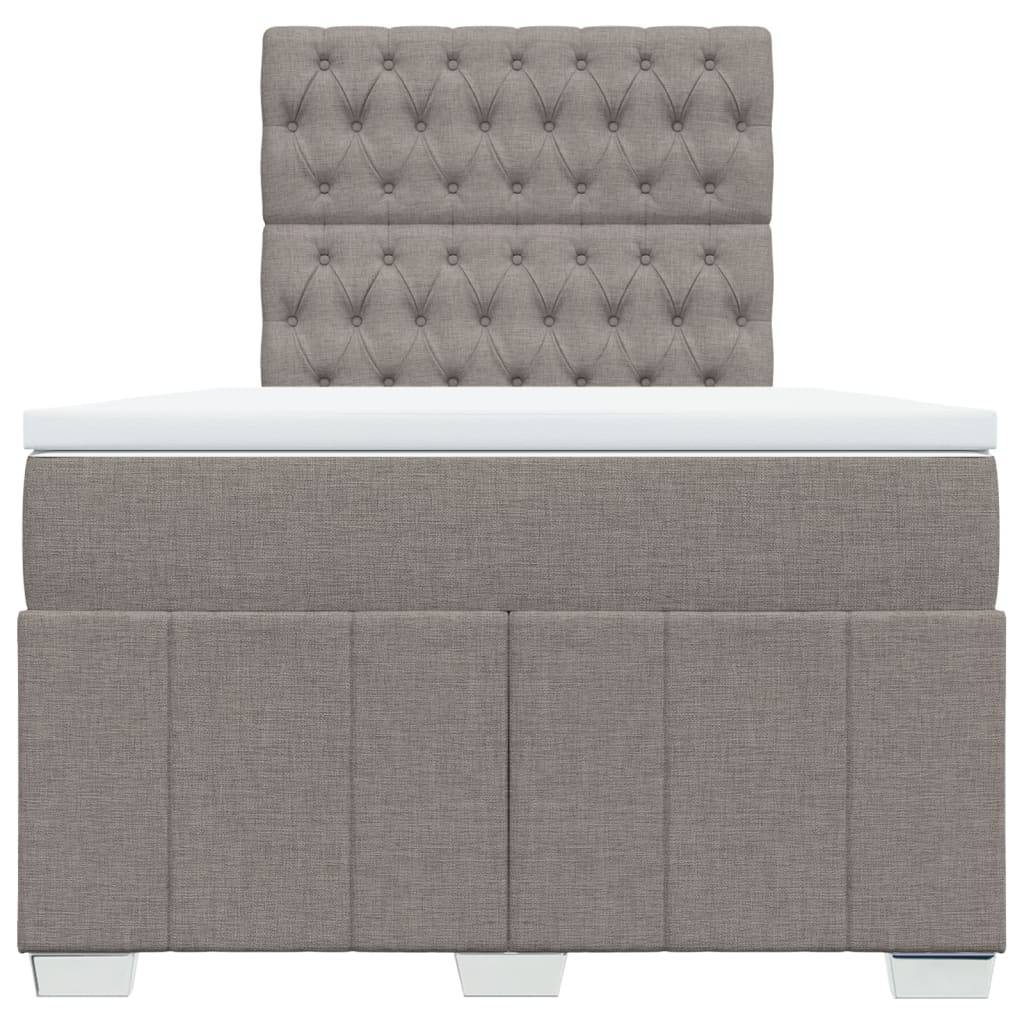 vidaXL Boxspringbett mit Matratze Taupe 120x200 cm Stoff