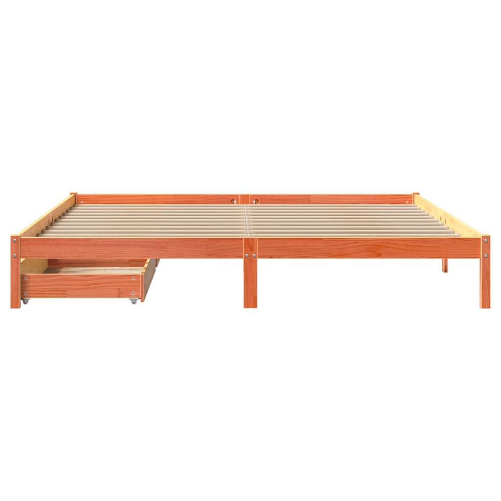 vidaXL Massivholzbett ohne Matratze Wachsbraun 200x200 Kiefernholz