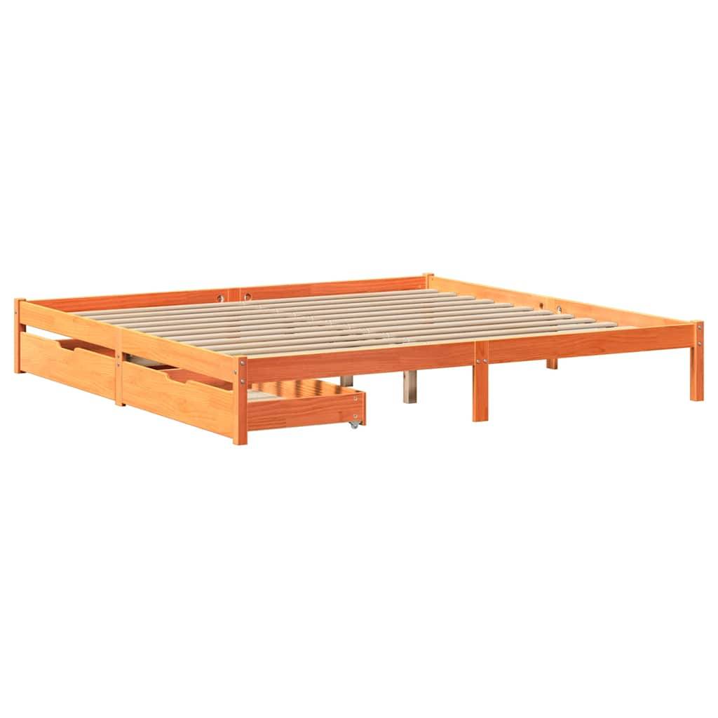 vidaXL Massivholzbett ohne Matratze Wachsbraun 200x200 Kiefernholz