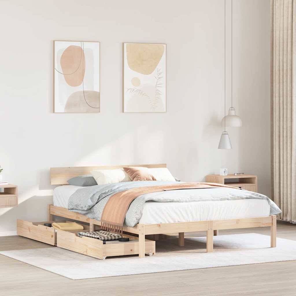 vidaXL Massivholzbett ohne Matratze 120x190 cm Kiefernholz
