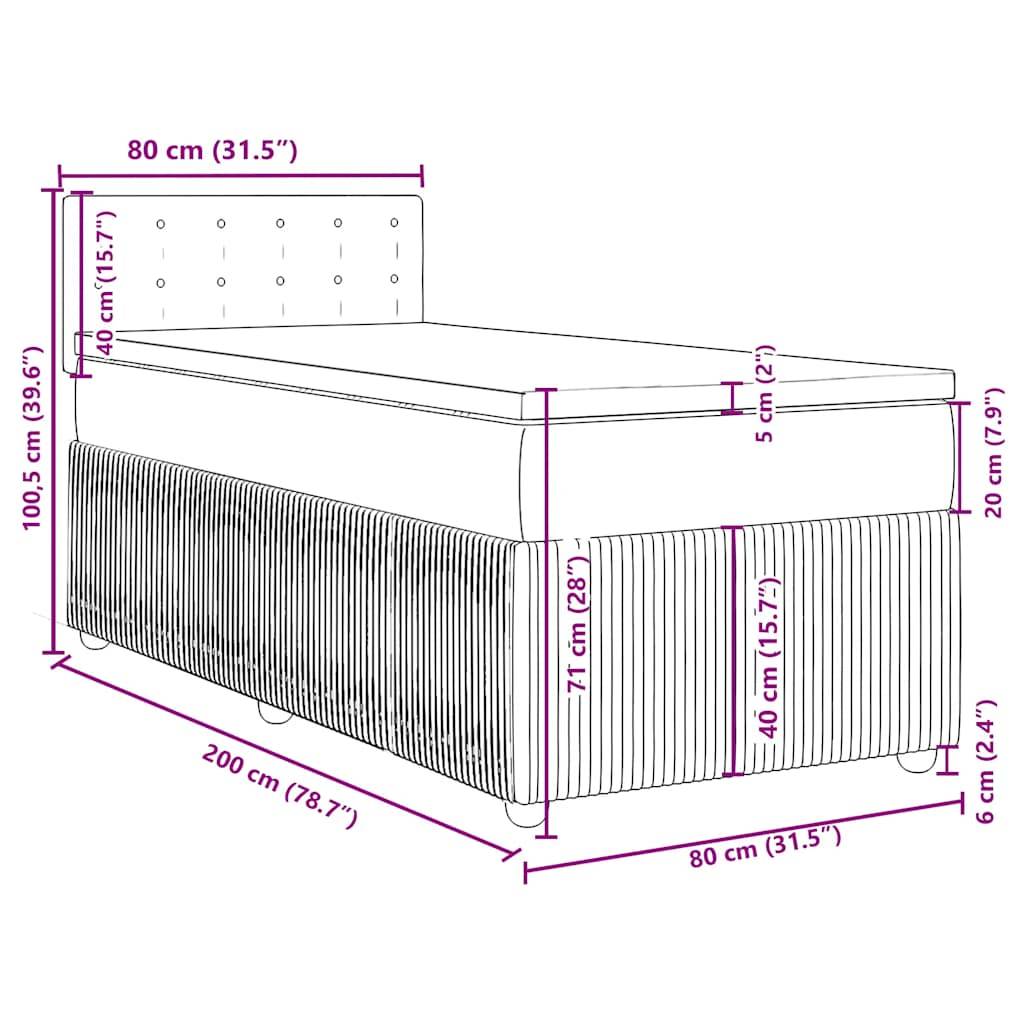vidaXL Boxspringbett mit Matratze Dunkelbraun 80x200 cm Stoff