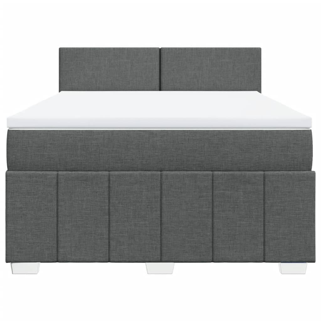 vidaXL Boxspringbett mit Matratze Dunkelgrau 160x200 cm Stoff