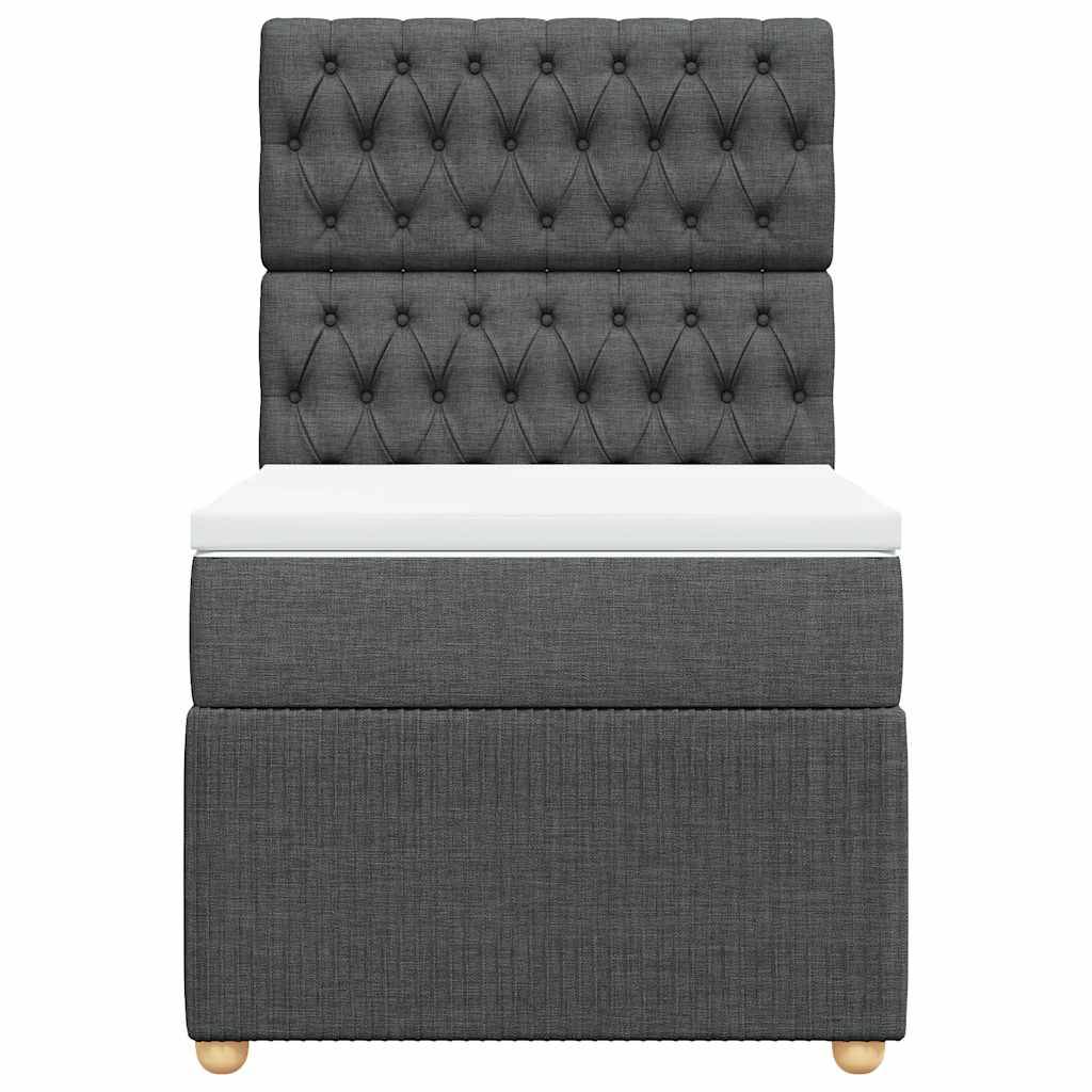 vidaXL Boxspringbett mit Matratze Dunkelgrau 80x200 cm Stoff