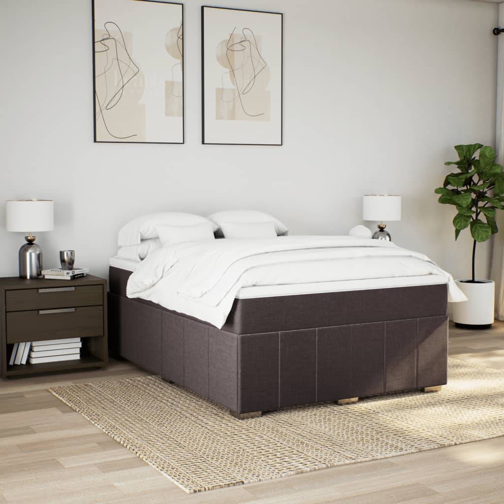 vidaXL Boxspringbett mit Matratze Dunkelbraun 140x200 cm Stoff