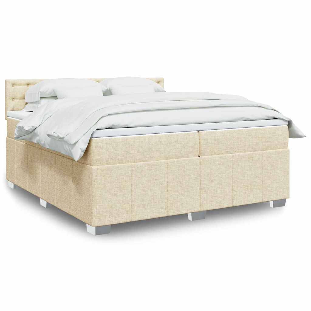vidaXL Boxspringbett mit Matratze Creme 200x200 cm Stoff