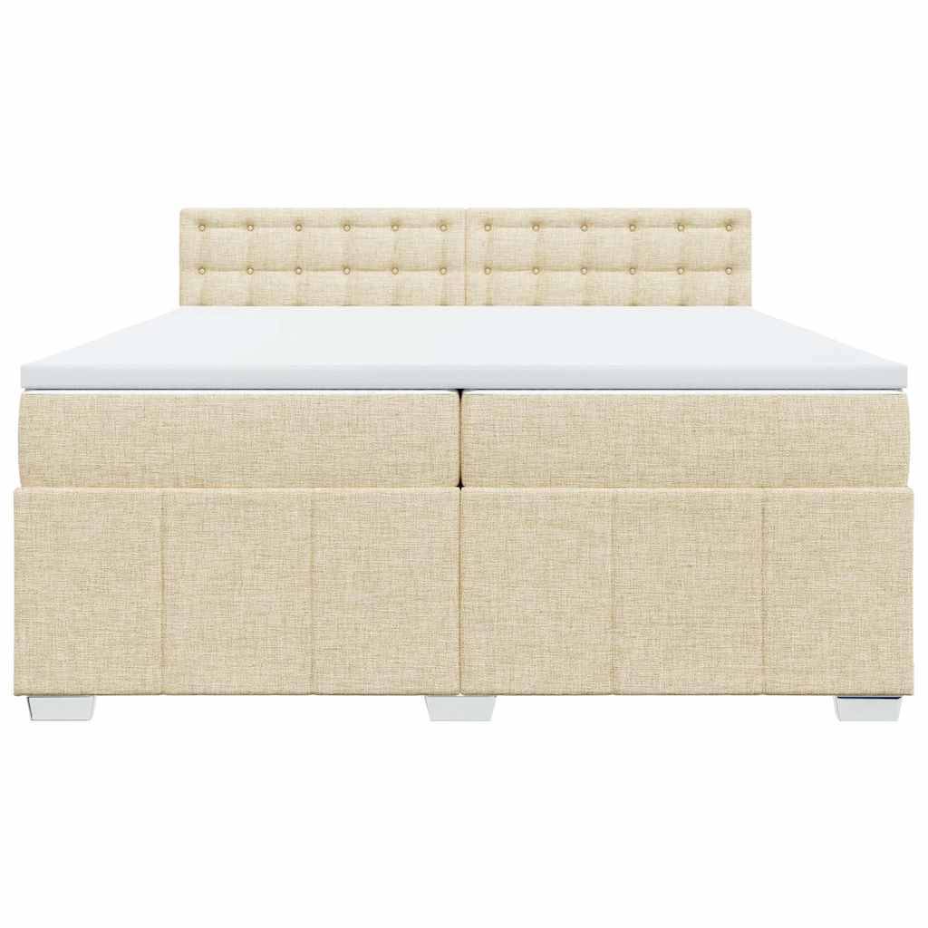 vidaXL Boxspringbett mit Matratze Creme 200x200 cm Stoff